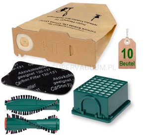 Worki & filtr Hepa & filtr węglowy & szczotki do Vorwerk VK130-VK131